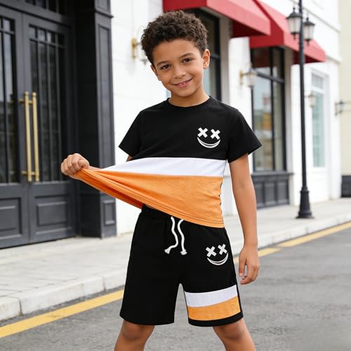 Image of Boys Clothes 2 Piece Size 6-13Y Short Sleeve T-Shirt & Shorts Set Casual Kids Boys Spring Summer Outfits