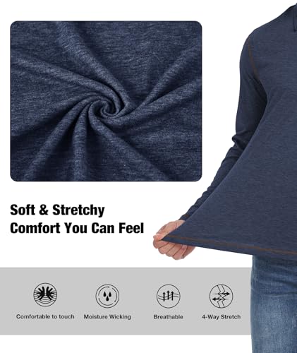 ZITY Men's Casual Long Sleeve Polo Shirts Classic Button Cotton Work T-Shirt Collared Basic Golf Shirt with Pocket4