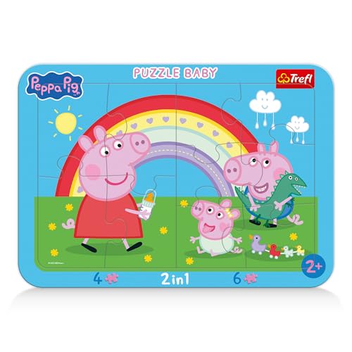 Trefl - Peppa Pig - Pequeña Peppa - Rompecabezas 2 en 1 con Marco para bebés para niños a Partir de 2 años