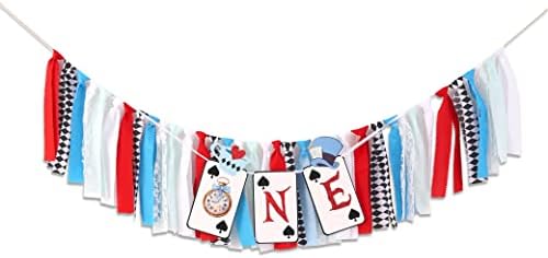 Alice in Wonderland First Birthday Banner - Highchair Banner, Wonderland Tea Party, Fabric High Chair Garland, Girl's 1st Birthday, alice in onederland 1st birthday girl