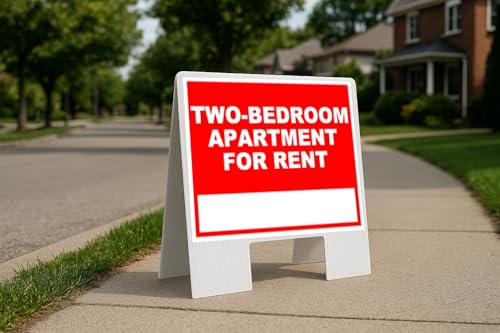 Two-Bedroom Apartment For Rent-1 Write On Me Red Folding Coroplast A-Frame with Double-Sided 23in x23in