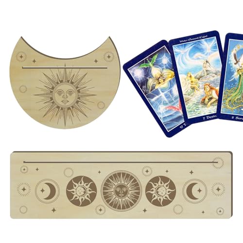 Raypontia Lot de 2 Supports de Cartes de Tarot - en Forme de Lune et rectangulaire - pour de Tarot - Accessoire de cérémonie de Divination de sorcière