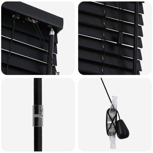 Persiana de madera negra 70 x 250 cm con protección visual y lamas regulables de 35 mm 6