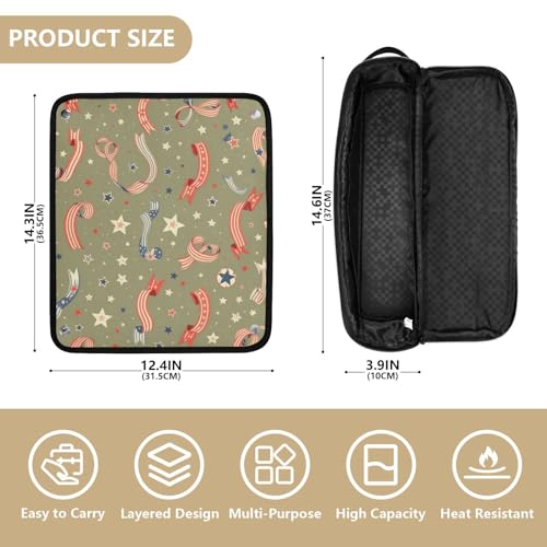 Bolsa de viaje para herramientas de cabello con tapete térmico para planchas, rizadores y secadores, con diseño de cintas patrióticas miniatura 4