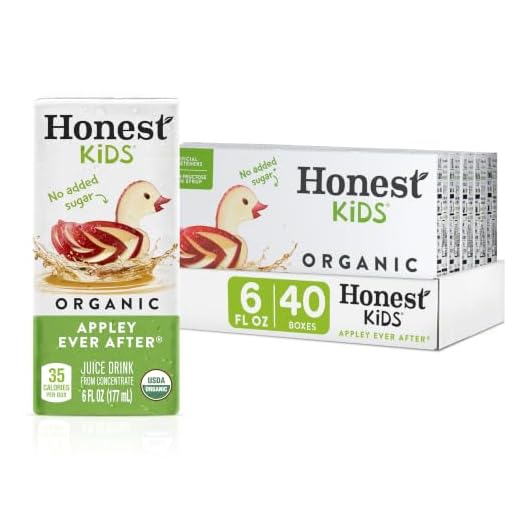 Honest Kids Appley Ever After, Organic Juice Drink, 6 Fl oz Juice Boxes, Pack Of 40, Apple, 6 Fl Oz (Pack of 40)