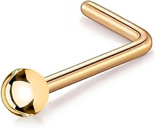 مجوهرات ثقب على شكل كرة الانف على شكل حرف L - ذهبي