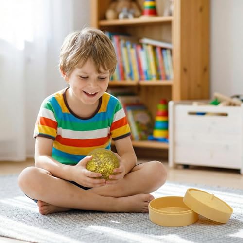 Image of 2 Pcs Dumpling Squishy, 6CM Squishy Ball with Soft Texture and Fun Shapes, Sensory Fidget for Play and Collection, Party Favors, Steamed Buns and Steamer, Golden and Green Pectin Style