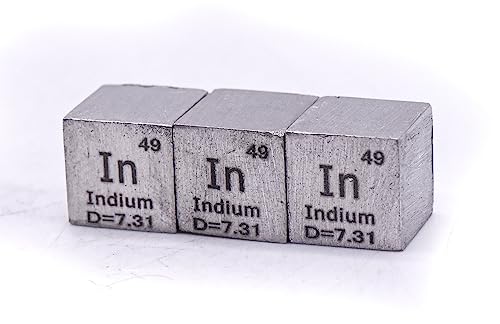 Image of 0.39 inch 10mm Soft Indium Metal Cube in up to 99.9% Pure Periodic Table Element Engraved Density Collection Science Education Display Block Cube + Acrylic Case Box - 1PC