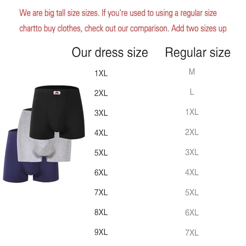 Men's Big and Tall Boxer Briefs Cotton Comfortbale Soft Breathable Men Underwear for Big Men Boxer Briefs2