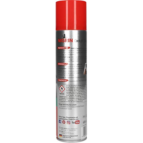 NIGRIN Cockpitspray Neutral 400ml, reinigt und pflegt Kunststoffe, ist staubabweisend, seidenmatt, antistatisch, Pflegeschaum