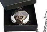 Diamantschliff graviert Freimaurer, Freimaurerei, Freimaurer Badge, Freimaurer Symbol, Maurer von London,, versilberte Taschenuhr in Geschenkbox