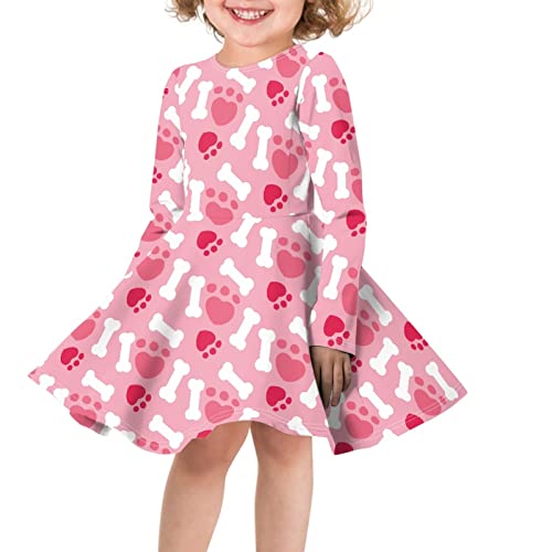 Girls Cute Long Sleeve Midi Dress for Party Casual Daily Polka Dot Print T Shirt Dress2
