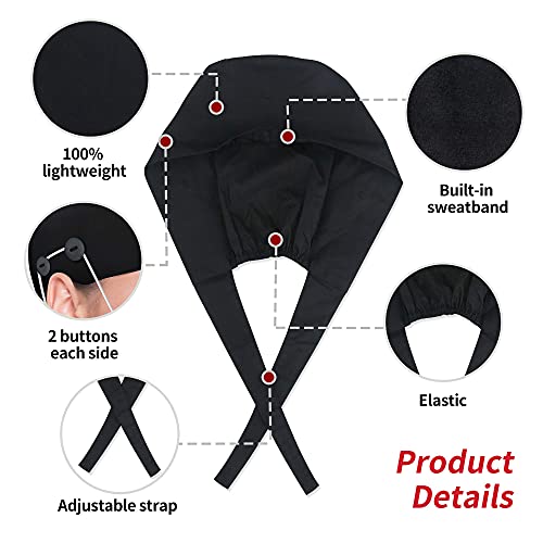Image of ABAMERICA Working Caps with Button and Sweatband, Adjustable Working Hats for Women Men, One Size(Tie Back or Toggle)