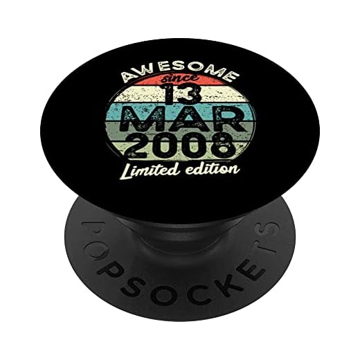 Camiseta de cumpleaños de 15 años, 13 de marzo de 2008, 15 cumpleaños PopSockets PopGrip Intercambiable