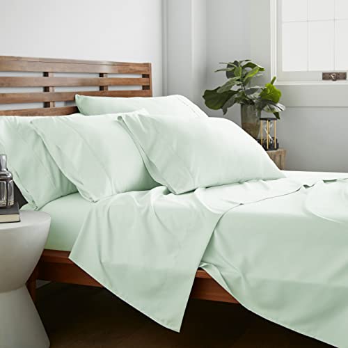 American Home Collection Ultra-Soft Microfiber Sheet Set - Double Brushed - Wrinkle and Stain Resistance - Fit 14 inches Deep Pocket - 6 Pieces Set (Full, Mint)