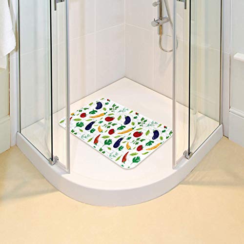 Alfombrilla de ducha de 26,9 x 14,7 cm lavable con pimientos Bennigiry 7