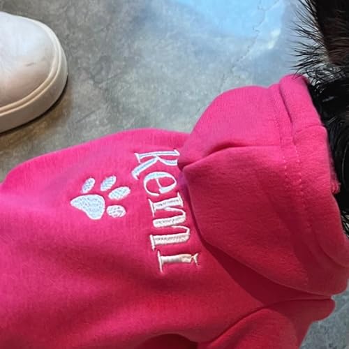 Keruidian Personalisierter Hunde Kapuzenpullover - Namens-Haustier-Kapuzenpullover - Personalisiertes Hunde-Sweatshirt - Welpenkleidung - Personalisierte Hundekleidung - Outdoor-Hundemantel (XS)