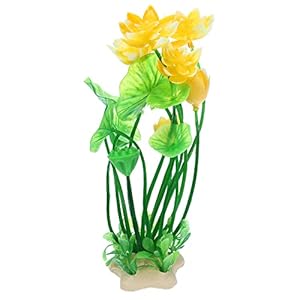 VOCOSTE 1pcs Fish Tank Aquarium Decorations Plants, Yellow 8.27″