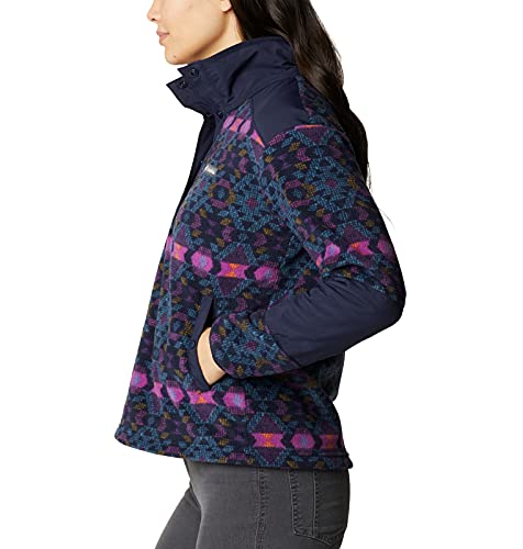 Columbia Women's Benton Springs Crop Pullover, Plum Blanket/Dark Nocturnal, X-Small #TOP2