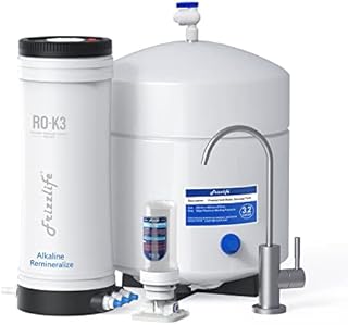 Frizzlife RO-K3-A Reverse Osmosis Water Filtration System - Alkaline PH+ Remineralization, 6-Stage Under Sink RO Water Filter, 100 GPD, 1:1 Pure to Drain, Superb Taste, Quick Install, USA Tech Support