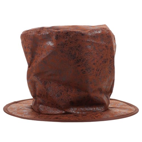 Ipetboom Haut-de-Forme Marron Steampunk pour Homme - Accessoire de déguisement pour Magicien, jazzman ou Gentleman - Chapeau Haut-de-Forme Victorien pour fêtes, Spectacles et déguisements