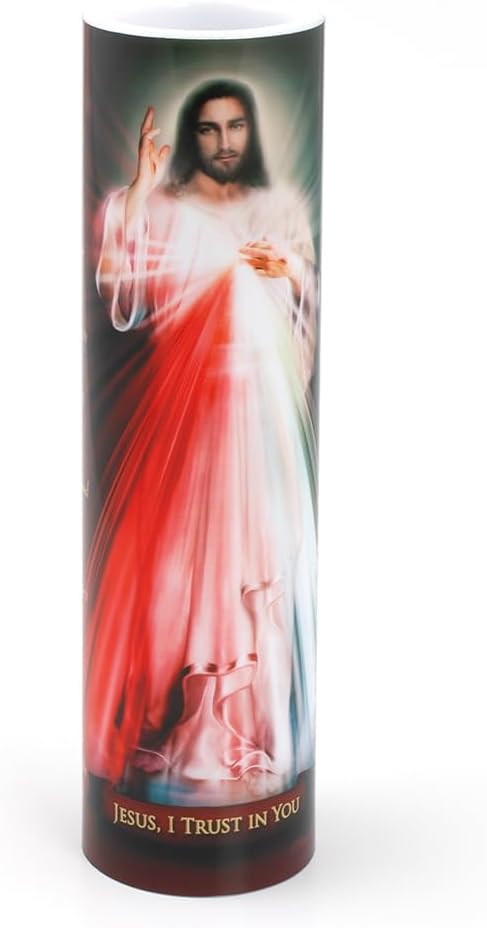 Divine Mercy, LED Flameless Devotional Prayer Candle