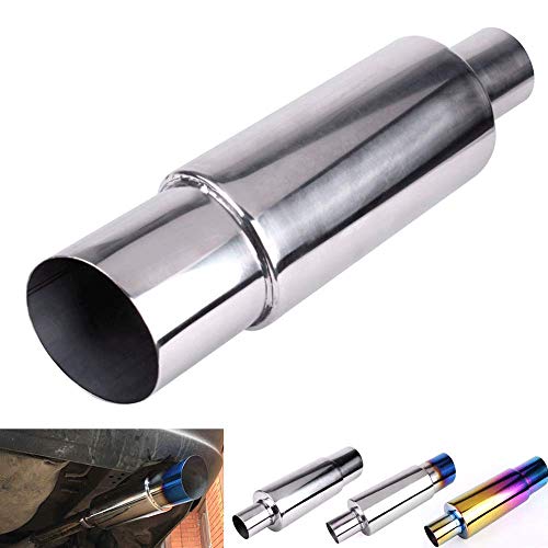 Image of Exhaust Muffler,Universal Stainless Steel Exhaust Burnt Tip,14.8 inches Length,2 inches Inlet 3 inches Outlet,Silver