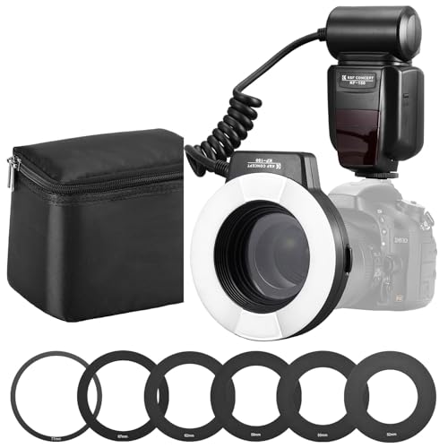 Macro Flash Ring,Ring Flash Nikon,K&F CONCEPT KF-150N I-TTL Flashing Rings with 52 55 58 62 67 77mm compatible with Nikon DSLR Cameras D7100 D7000 D5300 D5100 D3200 D3100 D7200 D500 D5600 D3400 D7500