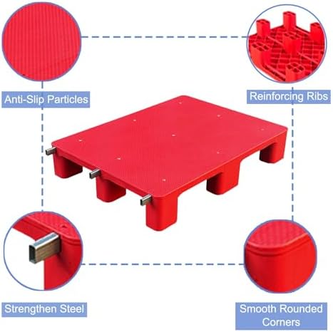 Lightweight Waterproof Plastic Pallets, Stackable Moisture-Proof Floor Risers for Supermarket, Restaurant & Garage Storage (Yellow, 39.4"x39.4")