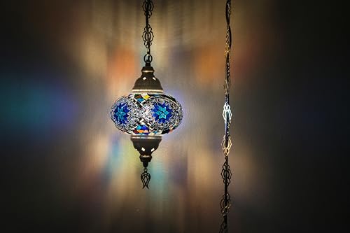 Asylove Turkish Mosaic Ceiling Lamps, Moroccan Pendant Lighting, Handmade Mosaic