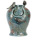 Foreside Home and Garden D9402 Blue Verdigris Bird Indoor Water LED Light and Pump Fountain