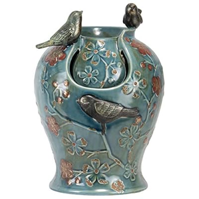 Foreside Home and Garden D9402 Blue Verdigris Bird Indoor Water LED Light and Pump Fountain