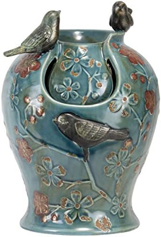 Foreside Home & Garden Blue Verdigris Bird Indoor Water Fountain with LED Light and Pump