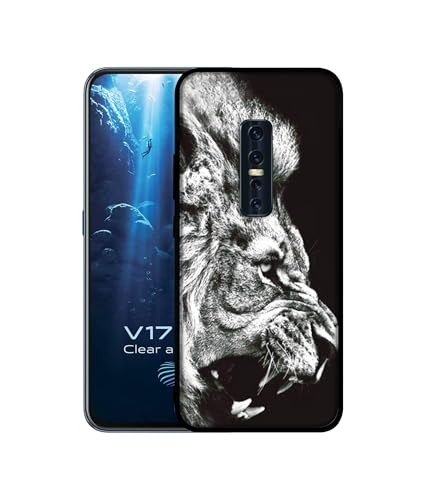 Image of Angry Lion Design Premium 2D Printed Metal Back Case Cover for Vivo V17 Pro 4G