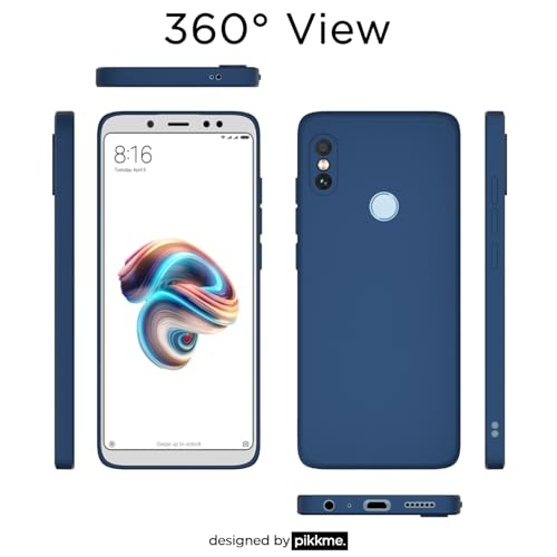 Image of Outlouders Back Cover for Redmi Note 5 Pro | Camera Protection | Durable Soft Matte Silicone Bumper Case (Blue)
