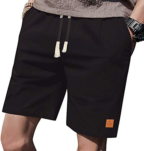 Tansozer Kurze Hosen Herren Shorts Sommer Bermuda Dünn mit Taschen(2ZD Black XXXL) Cover