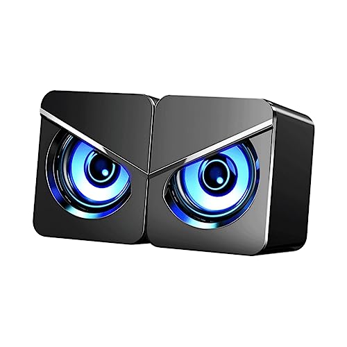 Angoily 1Pair USB Wired Loudspeaker Box for Desktop Creative External Speaker with Dual Stereo Sound Powerful Bass Compact Design Compatible with Home and Office Use