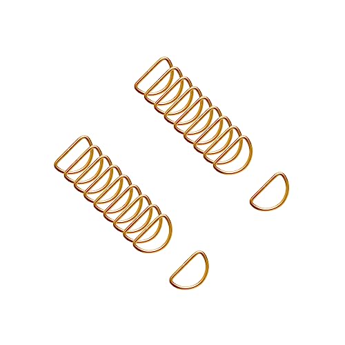 ZoloAJay 20pcs 1(25mm) D Rings Welded Strong Metal Gold Semi-Circular D Ring for Pet Collars Hardware Bags Ring Buckle Strap Hand DIY Sewing Accessories