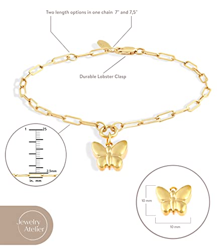 Jewelry Atelier Gold Filled Bracelet Collection – 14K Yellow Gold Filled Dangle/Pendant Bracelet With Solid Clip Chain For Women (Different Sizes And Styles With Extension/Adjustable Chain) #TOP4
