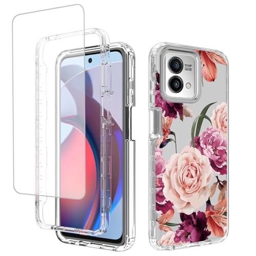 Coque Motorola G Stylus 2023 antichoc fleurie anti-rayure avec verre trempé