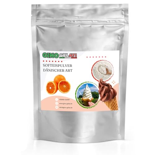 Gino Gelati Dänisches Softeis Pulver, fruchtiger Geschmack, verschiedene Geschmacksvarianten, schnell und einfach Zubereitet, Made in Germany, Eis selber machen (10 Kg, Blutorange)