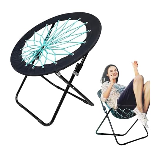 Camp Field Camping and Room Bungee Folding Dish Chair for Room Garden and Outdoor (Black)