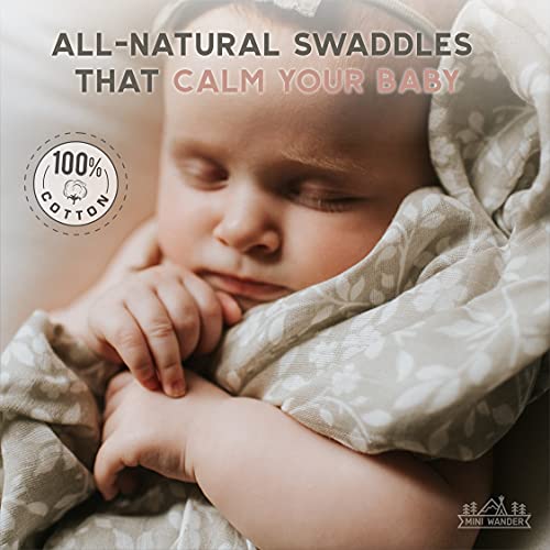 Image of Mini Wander Swaddles for Newborns Muslin Swaddle Blankets - Breathable Soft Receiving Blanket Baby Essentials | 47 x 47 Cotton - Magnolia Tree (Gray)