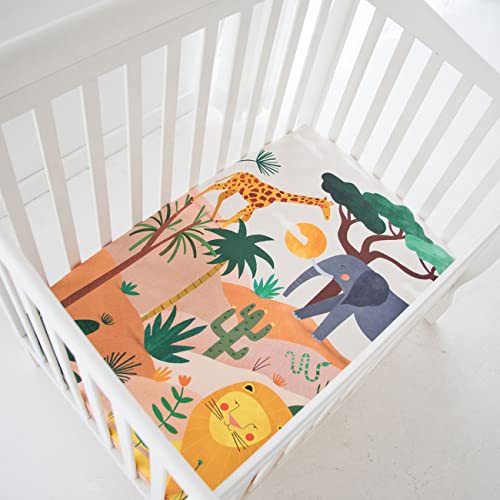 Image of Mini Crib Sheet, Pack n Play or Playard Crib Sheet by Rookie Humans: 100% Cotton Sateen. Use as a Photo Background for Your Baby Pictures. Fits Mini Crib Size (38x24 inches) (Savanna)