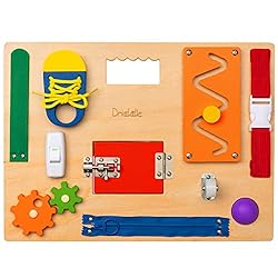 Busy Board – Wooden Montessori Activity Board for Toddlers & Kids – 12 Educational Sensory Toys to Learn Basic Life…