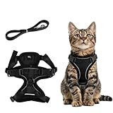 Cat Harness and Lead Set, Escape Proof Kitten Harness with Leash, with Reflective Strips, Soft and Lightweight Vest with 360° Rotation for Small Cats, Comfortable and Safe for Walking and Travel