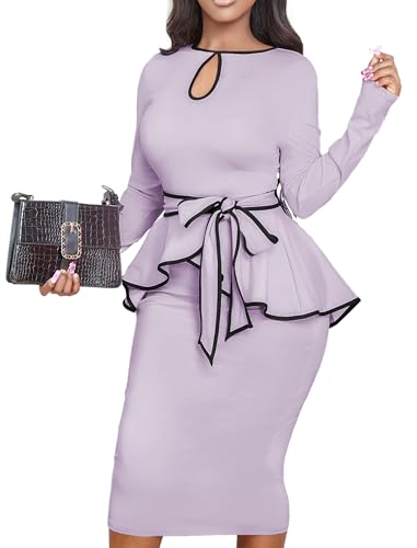 Image of Women's Bodycon Vintage Dresses Elegant Peplum Dresses for Women Business Work Office