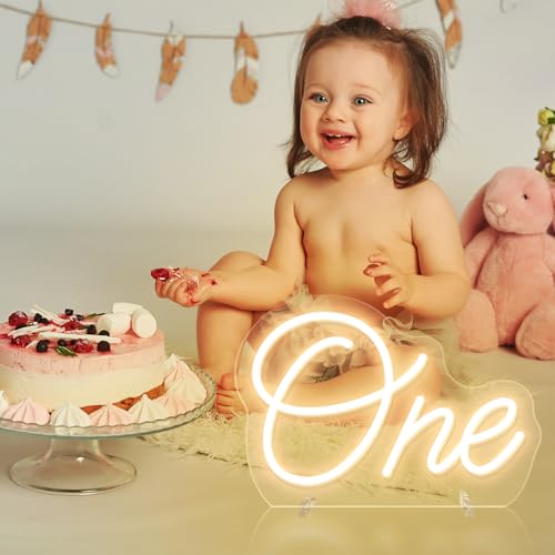 One Neon Sign for First Birthday LED Signs Warm White One Year Old Birthday Table Number Neon Lights Lamp for Home Birthday Party Decor Bedroom Decorations Christmas Gift 30cm*21cm by Brochao - Used condition - Image 9