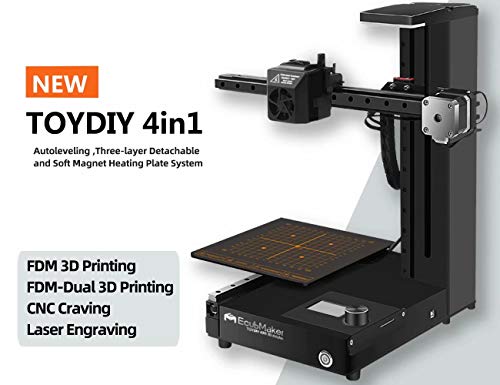 EcubMaker TOYDIY 4-in-1 3D Printer FDM Laser CNC Dual-FDM with Auto Leveling,Heated