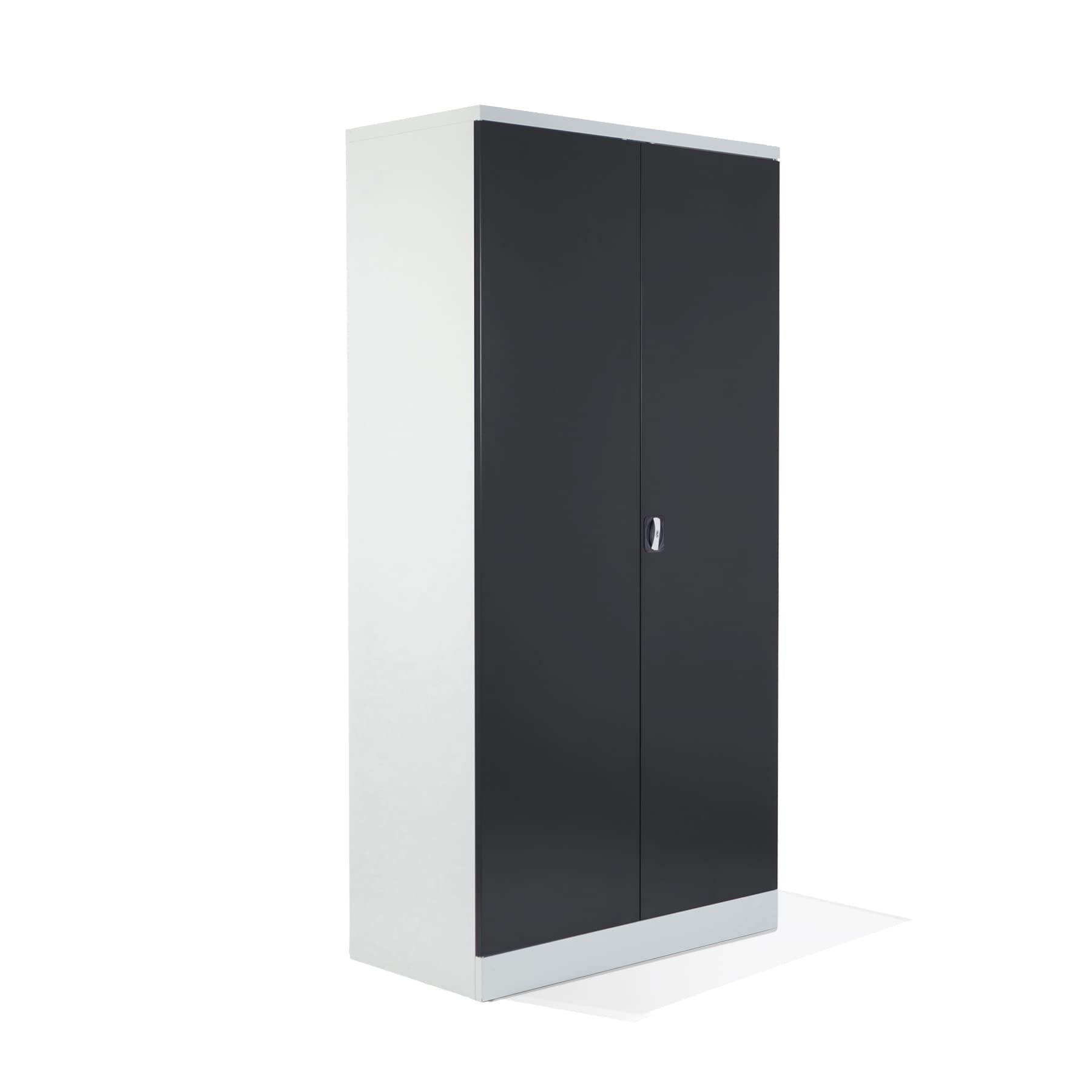 Schrank & Stuhl XL Werkzeugschrank – Werkstattschrank mit 4 höhenverstellbaren Fachböden, Stahlschrank für Werkzeuge, 195 x 92 x 50 cm (H x B x T), Grau/Schwarz
